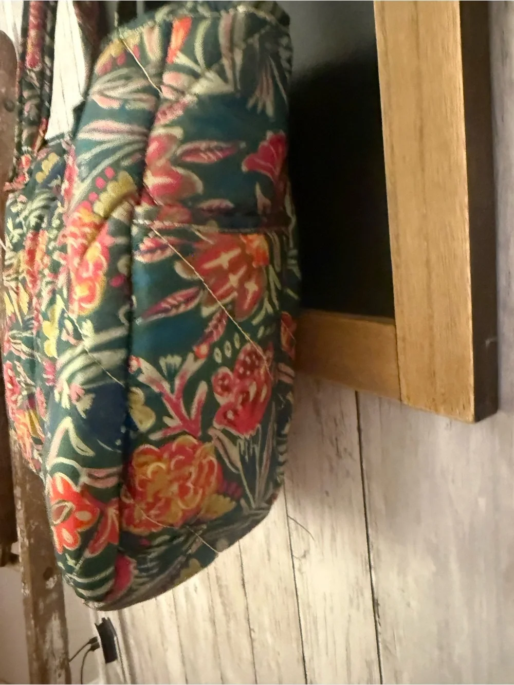 Natural Life Floral Quilted Shoulder Bag, Zip Closure, Pockets